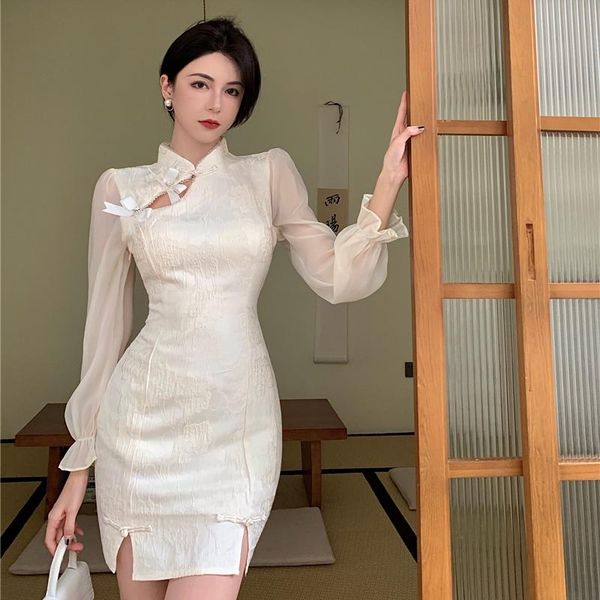 casual dresses chinese style a-line hollow out flare sleeve stand dress cheongsam for women aesthetic clothes early autumn arrival, Black;gray
casual dresses chinese style a-line hollow out flare sleeve stand dress cheongsam for women aesthetic clothes early autumn arrival, Black;gray