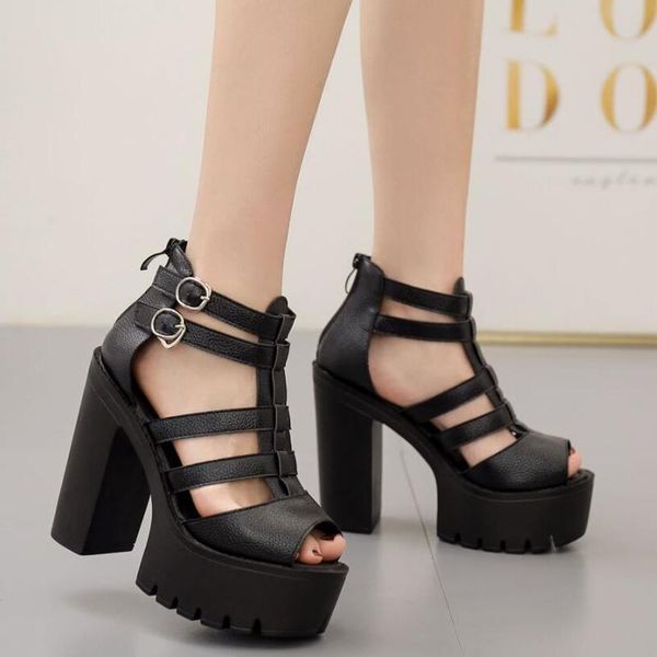 open toe sandals punk style belt buckle roman 2021 summer plus size womengladiator chunky platform high heels, Black
open toe sandals punk style belt buckle roman 2021 summer plus size womengladiator chunky platform high heels, Black