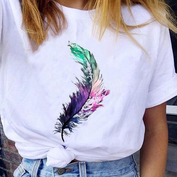 graphic feather watercolor summer womens spring fashion short sleeve clothes tees print female t shirt, White
graphic feather watercolor summer womens spring fashion short sleeve clothes tees print female t shirt, White
