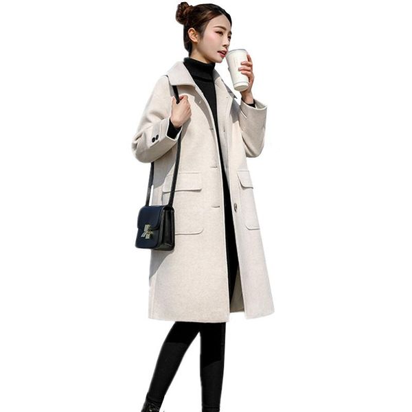 women's wool & blends 2021 winter long jacket women vintage solid office sleeve button thick woolen coat plus size ladies overcoat h930, Black
women's wool & blends 2021 winter long jacket women vintage solid office sleeve button thick woolen coat plus size ladies overcoat h930, Black