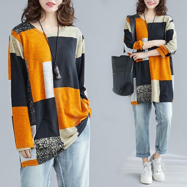 large size women mid-length stitching color cotton t-shirt thin all-match long-sleeved bottoming casual retro shirt women's, White
large size women mid-length stitching color cotton t-shirt thin all-match long-sleeved bottoming casual retro shirt women's, White