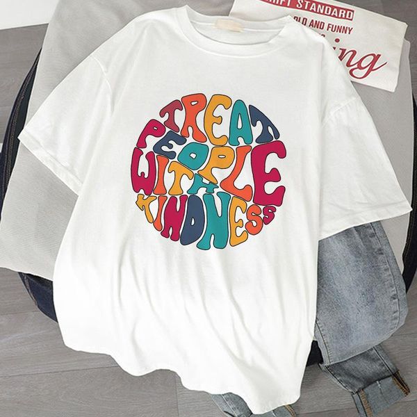 women's t-shirt korean simple oversized graphic tees women shirts treat people with kindness fashion leisure white t shirt
women's t-shirt korean simple oversized graphic tees women shirts treat people with kindness fashion leisure white t shirt