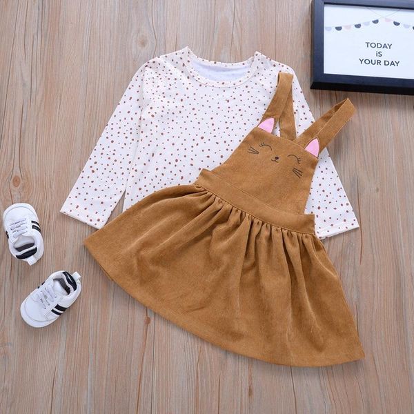 clothing sets autumn girl set white t-shirt + corduroy suspander skirt suits for kids
clothing sets autumn girl set white t-shirt + corduroy suspander skirt suits for kids