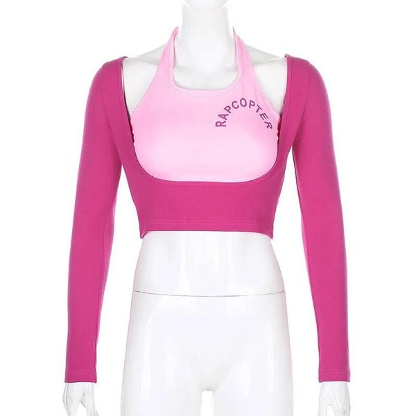 bras sets fake two pink hanging neck letters contrast color long sleeve t-shirt women's slim off shoulder dancing trend, Red;black
bras sets fake two pink hanging neck letters contrast color long sleeve t-shirt women's slim off shoulder dancing trend, Red;black