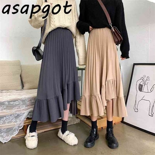 faldas mujer moda fall korean chic slim high waist pleated skirts women irregular ruffles white grey maxi skirt vintage loose 210325, Black
faldas mujer moda fall korean chic slim high waist pleated skirts women irregular ruffles white grey maxi skirt vintage loose 210325, Black