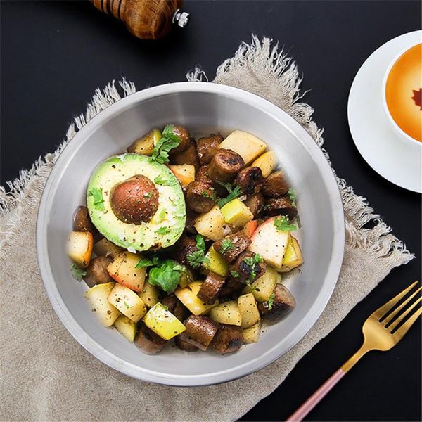 dishes & plates 304 stainless steel plate family steak round western fruit salad deep soup 2pcs
dishes & plates 304 stainless steel plate family steak round western fruit salad deep soup 2pcs
