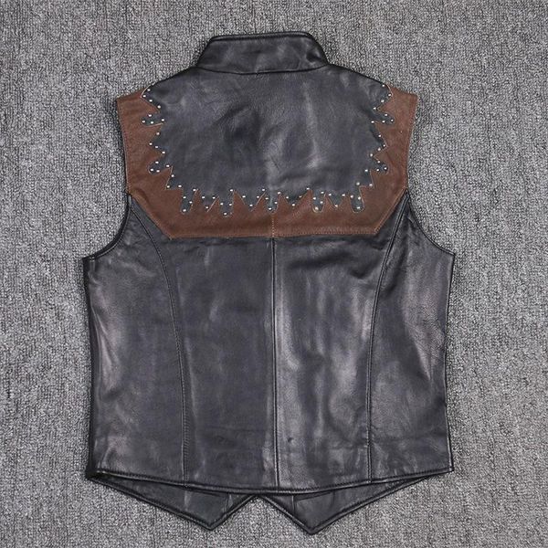 men's vests 2021 black motorcycle style genuine leather vest men single breasted real natural thin sheepskin summer slim fit short coat, Black;white
men's vests 2021 black motorcycle style genuine leather vest men single breasted real natural thin sheepskin summer slim fit short coat, Black;white
