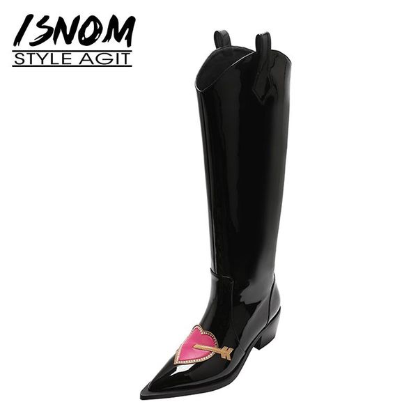 boots isnom genuine leather knee high fashion women pointed toe thick heel long slip on heart-shaped, Black
boots isnom genuine leather knee high fashion women pointed toe thick heel long slip on heart-shaped, Black