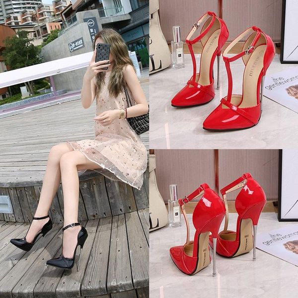 sandals spring patent leather thin strap stiletto high heel pointed toe womens shoes banquet dress all-match large size single shoe, Black
sandals spring patent leather thin strap stiletto high heel pointed toe womens shoes banquet dress all-match large size single shoe, Black