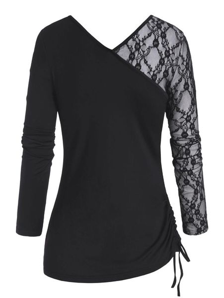 gothic women casual t shirts lace panel cinched witch cat autumn spring v neck long sleeve female fashion tee women's t-shirt, White
gothic women casual t shirts lace panel cinched witch cat autumn spring v neck long sleeve female fashion tee women's t-shirt, White