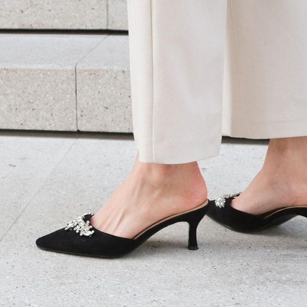 teahoo summer women mules luxury rhinestones sandals fashion pointed fine heel casual shoes mujer, Black
teahoo summer women mules luxury rhinestones sandals fashion pointed fine heel casual shoes mujer, Black