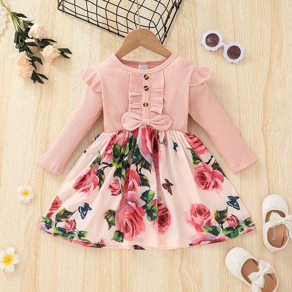 girl's dresses 18m-6y kids girls casual dress floral stitching long sleeve ruffled spring autumn o-neck mid-length ribbed a-line, Red;yellow
girl's dresses 18m-6y kids girls casual dress floral stitching long sleeve ruffled spring autumn o-neck mid-length ribbed a-line, Red;yellow