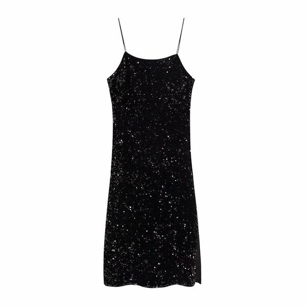 women sequined slim dresses 2021 fashion ladies streetwear side slit strap dress elegant female chic backless vestidos casual, Black;gray
women sequined slim dresses 2021 fashion ladies streetwear side slit strap dress elegant female chic backless vestidos casual, Black;gray
