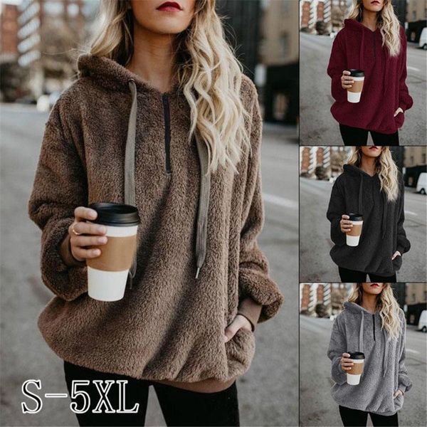 women's hoodies & sweatshirts women fleece winter long sleeve loose fur pullovers autumn warm pocket plush hooded, Black
women's hoodies & sweatshirts women fleece winter long sleeve loose fur pullovers autumn warm pocket plush hooded, Black