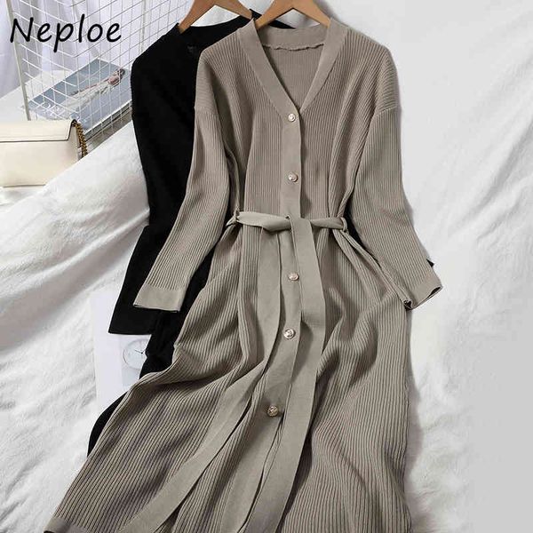 neploe v-neck long sleeve drawstring knit dress single-breasted solid color femme vestidos autumn all-match soft dresses 210423, Black;gray
neploe v-neck long sleeve drawstring knit dress single-breasted solid color femme vestidos autumn all-match soft dresses 210423, Black;gray