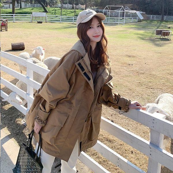 women's trench coats bf style loose coat women autumn fashion solid outwear 2021 hooded cotton outcoat lady clothing, Tan;black
women's trench coats bf style loose coat women autumn fashion solid outwear 2021 hooded cotton outcoat lady clothing, Tan;black
