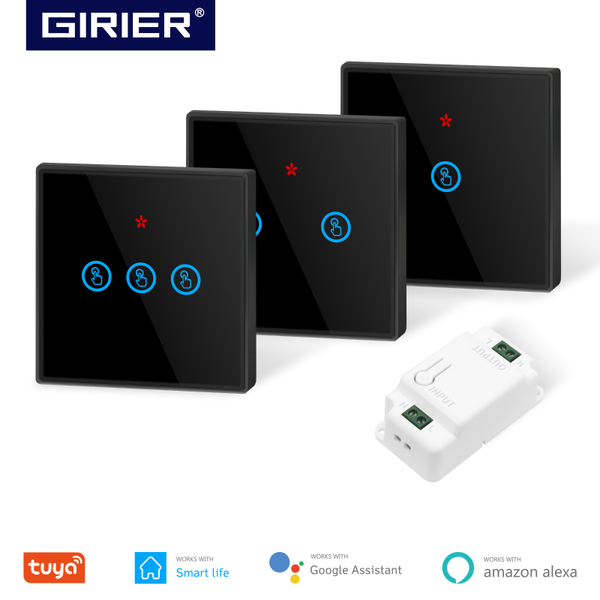 smart home control tuya wifi diy light swtich with 433mhz rf receiver, touch panel transmitter, work alexa google life app