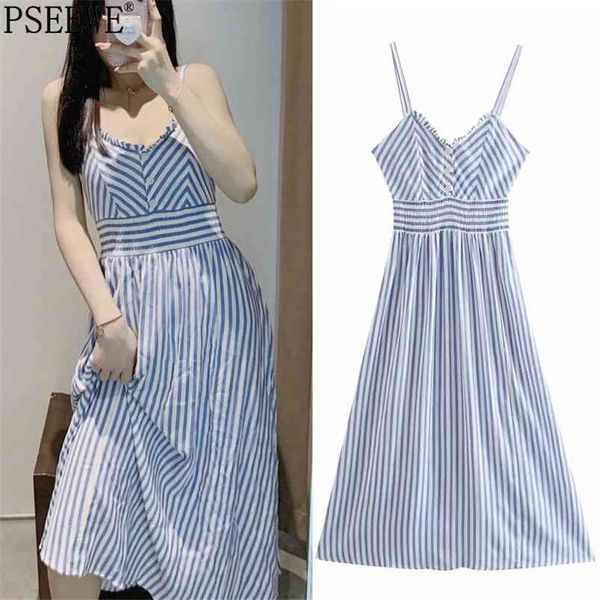 summer dress woman blue striped long women ruffle slip midi es sleeveless elastic waist beach sundress 210519, Black;gray
summer dress woman blue striped long women ruffle slip midi es sleeveless elastic waist beach sundress 210519, Black;gray