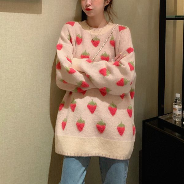 sweaters strawberry sweet knitted pullover female kawaii sweater harajuku autumn clothes women g9dk, White;black
sweaters strawberry sweet knitted pullover female kawaii sweater harajuku autumn clothes women g9dk, White;black