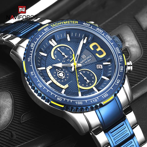 naviforce mens quartz multifunction chronograph sports watches fashion waterproof military luxury stainless steel wristwatchg, Slivery;brown
naviforce mens quartz multifunction chronograph sports watches fashion waterproof military luxury stainless steel wristwatchg, Slivery;brown