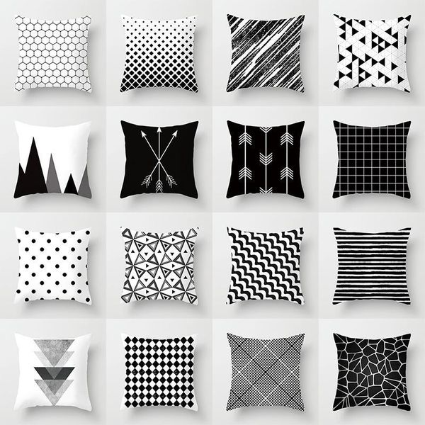 geometric cushion cover black and white polyester throw pillow case striped dotted grid triangular art cushion/decorative
geometric cushion cover black and white polyester throw pillow case striped dotted grid triangular art cushion/decorative