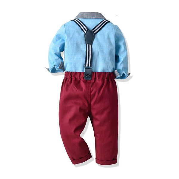 children's autumn lapel patch bag long sleeve shirt + bow tie + suspenders multi piece set, Blue
children's autumn lapel patch bag long sleeve shirt + bow tie + suspenders multi piece set, Blue