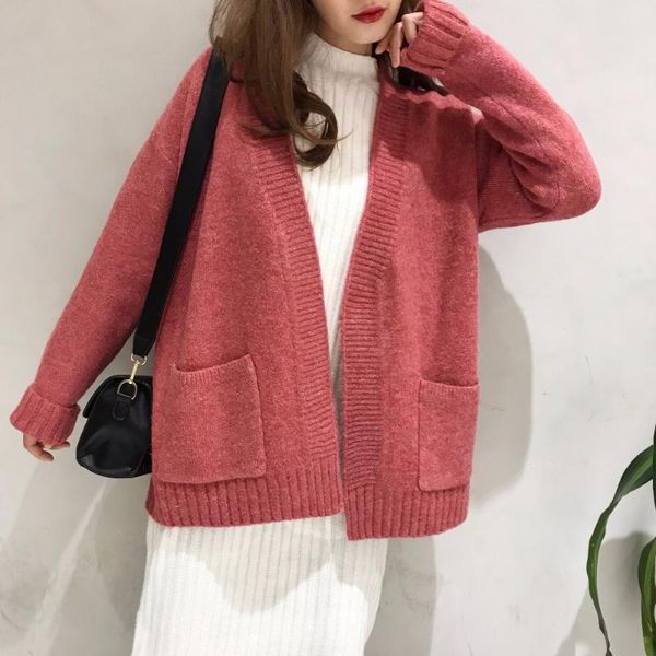 women's sweaters fashion spring and autumn knitted sweater woman loose cardigans v neck long sleeve coat knitwear female, White;black 
women's sweaters fashion spring and autumn knitted sweater woman loose cardigans v neck long sleeve coat knitwear female, White;black