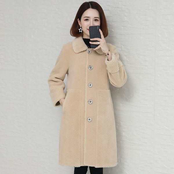 women's fur & faux women winter coat with natural fur, sheep haircut, wool jacket, korean long coats and jackets, clothing, 2021, Black
women's fur & faux women winter coat with natural fur, sheep haircut, wool jacket, korean long coats and jackets, clothing, 2021, Black