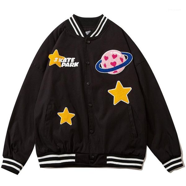 men's jackets mens star planet embroidery bomber vintage harajuku male baseball jacket oversized v-neck streetwear black coats, Black;brown
men's jackets mens star planet embroidery bomber vintage harajuku male baseball jacket oversized v-neck streetwear black coats, Black;brown