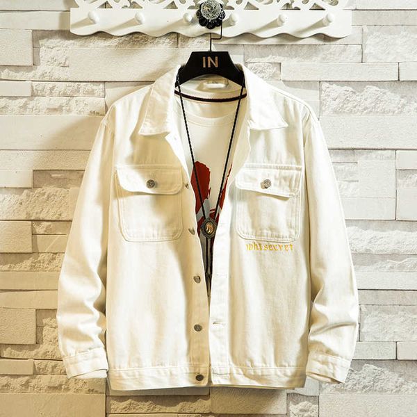 spring men's white denim cotton jacket hong kong style trendy fashion tooling casual loose cowboy coat male brand 210531, Black;brown
spring men's white denim cotton jacket hong kong style trendy fashion tooling casual loose cowboy coat male brand 210531, Black;brown