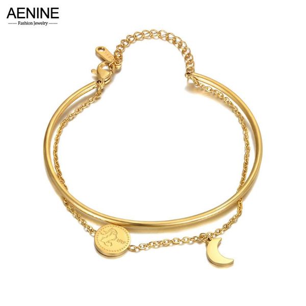link, chain aenine trendy double layer titanium stainless steel moon charm bracelets for women bohemia beach party bangle jewelry ab21021, Black
link, chain aenine trendy double layer titanium stainless steel moon charm bracelets for women bohemia beach party bangle jewelry ab21021, Black