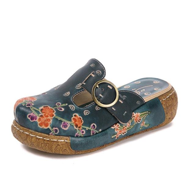 slippers women flower thick high heel platform genuine leather summer manual half, Black
slippers women flower thick high heel platform genuine leather summer manual half, Black