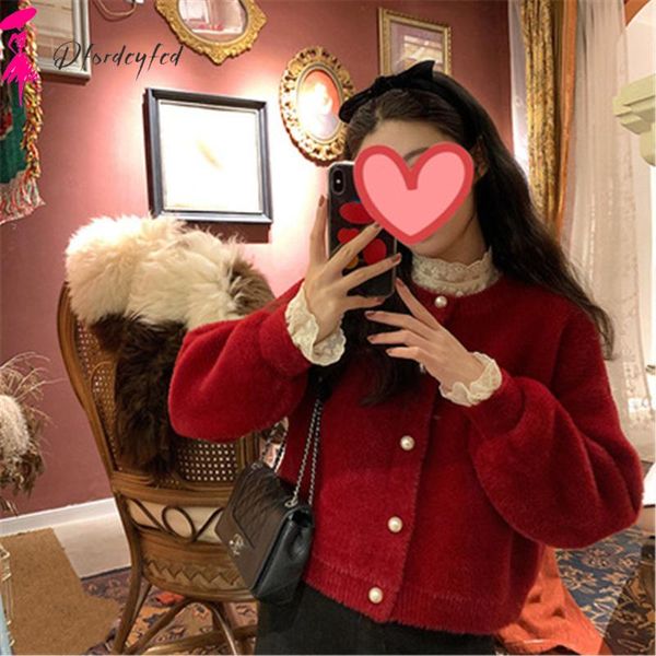 women's jackets 2021 autumn winter parkas women clothes red pearl button cardigan jacket retro thick warm ladies short z694, Black;brown
women's jackets 2021 autumn winter parkas women clothes red pearl button cardigan jacket retro thick warm ladies short z694, Black;brown