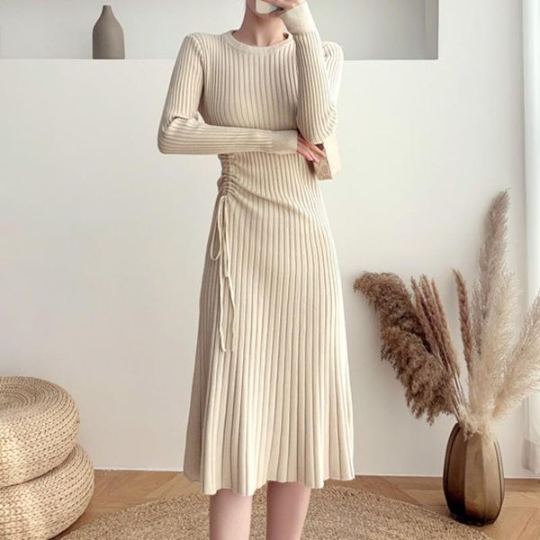 casual dresses autumn winter fashion sweater slim midi elegant drawstring bandage bottomed knitted dress 2021 vestidos de mujer, Black;gray
casual dresses autumn winter fashion sweater slim midi elegant drawstring bandage bottomed knitted dress 2021 vestidos de mujer, Black;gray