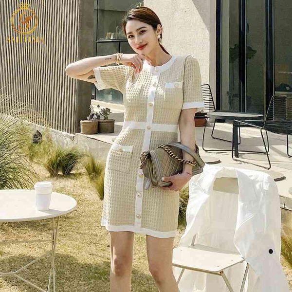 fashion korean style summer jacquard dress robe women's temperament slim short-sleeved knitting dresses vestidos 210520, Black;gray
fashion korean style summer jacquard dress robe women's temperament slim short-sleeved knitting dresses vestidos 210520, Black;gray
