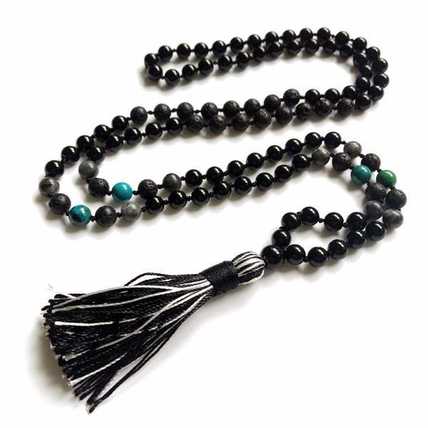 pendant necklaces 108 mala beads necklace lava stone black onyx hand knotted tassel prayer yoga meditation, Silver
pendant necklaces 108 mala beads necklace lava stone black onyx hand knotted tassel prayer yoga meditation, Silver
