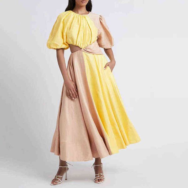luxury party evening dress australian fashion brand 2021 summer color contrast splicing round neck care machine waist long elegant swing, Black
luxury party evening dress australian fashion brand 2021 summer color contrast splicing round neck care machine waist long elegant swing, Black