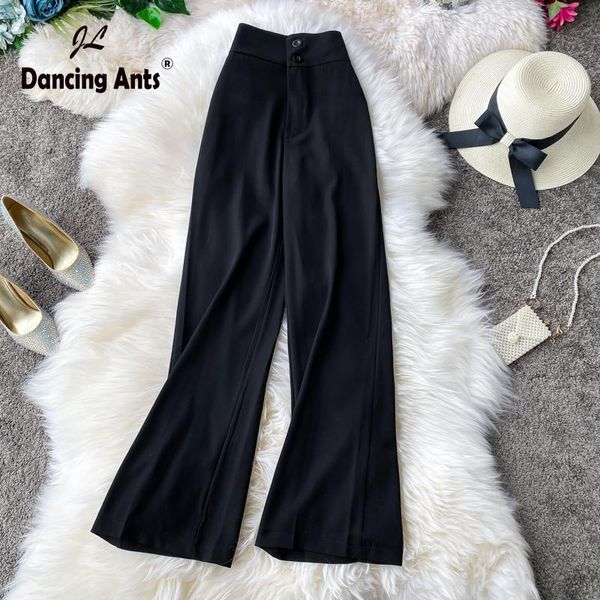 women's pants & capris women suit korean casual high waist black loose straight full length trousers 2021 summer femme of office, Black;white
women's pants & capris women suit korean casual high waist black loose straight full length trousers 2021 summer femme of office, Black;white