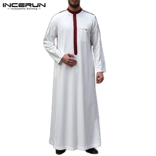 men muslim kaftan stand collar patchwork long sleeve caftan islamic arabic dubai jubba thobe middle east clothes ethnic clothing, Red
men muslim kaftan stand collar patchwork long sleeve caftan islamic arabic dubai jubba thobe middle east clothes ethnic clothing, Red