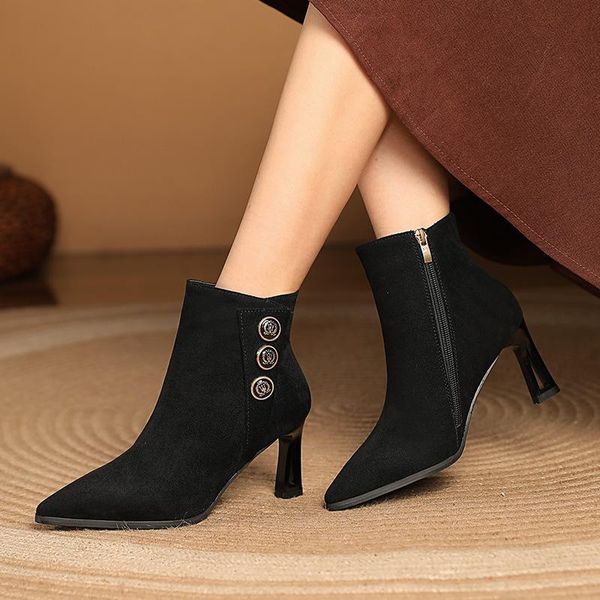 dress shoes 2021 pointed-toed boots fashion european and american stiletto thick-soled nude women's high heels zapatos de mujer, Black
dress shoes 2021 pointed-toed boots fashion european and american stiletto thick-soled nude women's high heels zapatos de mujer, Black
