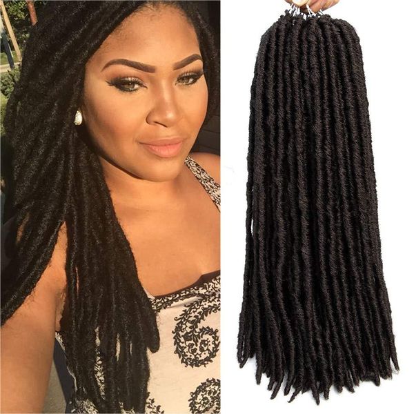 3packs/lot goddess faux locs hair crochet braids 18 inch soft natural kanekalon synthetic hair extensions 24stands/pack goddess hair, Black
