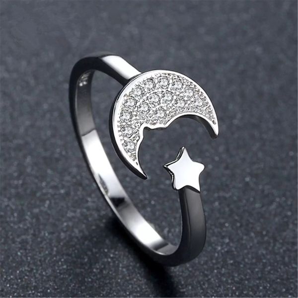 silver open adjustable women rings crystal moon star ring fashion jewelry gift 
silver open adjustable women rings crystal moon star ring fashion jewelry gift
