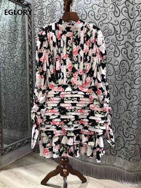 dresses beautiful spring summer style women stand neck charming flower print long sleeve pleated ruffle club mini, Black;gray
dresses beautiful spring summer style women stand neck charming flower print long sleeve pleated ruffle club mini, Black;gray