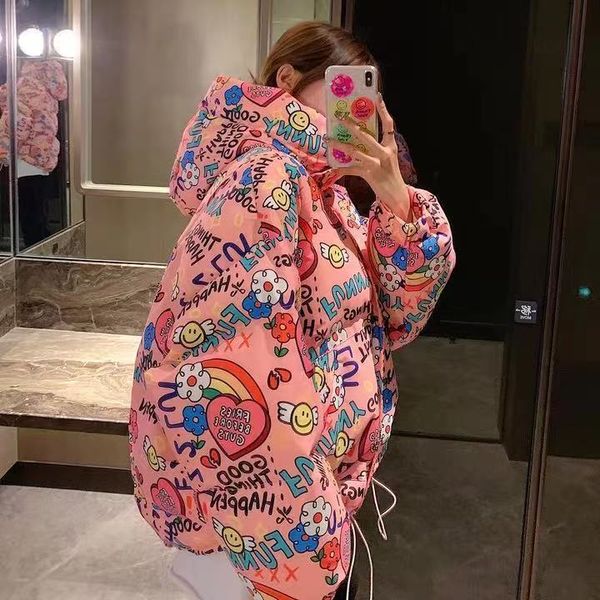 korean winter bread down women's 2021 new candy rainbow short loose printed jacket trend, Black
korean winter bread down women's 2021 new candy rainbow short loose printed jacket trend, Black