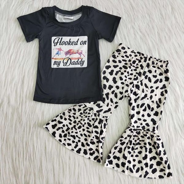 wholesale children baby girls spring summer clothes sets kids black short sleeve shirt leopard bell bottomed pants outfit, White
wholesale children baby girls spring summer clothes sets kids black short sleeve shirt leopard bell bottomed pants outfit, White