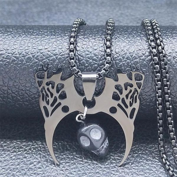 pendant necklaces gothic stainless steel moon branches skull chain black color necklace jewelry gothique halloween gift n1196s03, Silver
pendant necklaces gothic stainless steel moon branches skull chain black color necklace jewelry gothique halloween gift n1196s03, Silver