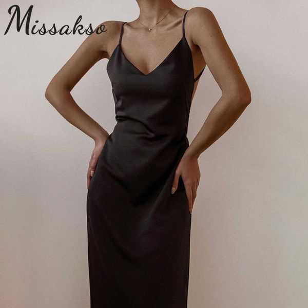 missakso bodycon satin party dress v neck backless summer club women black white sleeveless spaghetti strap midi dresses 210625, Black;gray
missakso bodycon satin party dress v neck backless summer club women black white sleeveless spaghetti strap midi dresses 210625, Black;gray