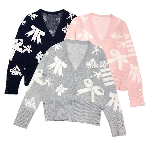 tb new 2021 yang ying's same bow pattern sweater four bar long sleeve women's cardigan, White
tb new 2021 yang ying's same bow pattern sweater four bar long sleeve women's cardigan, White