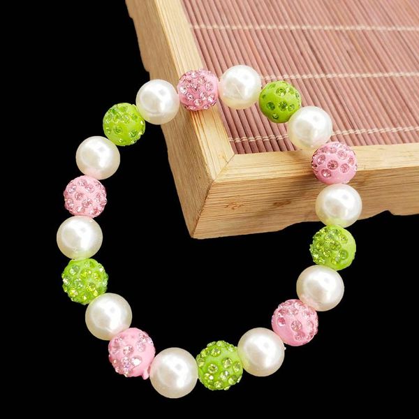 beaded, strands handmade greek sorority elastic line white pear green pink disco ball charm women bracelet jewelry, Black
beaded, strands handmade greek sorority elastic line white pear green pink disco ball charm women bracelet jewelry, Black
