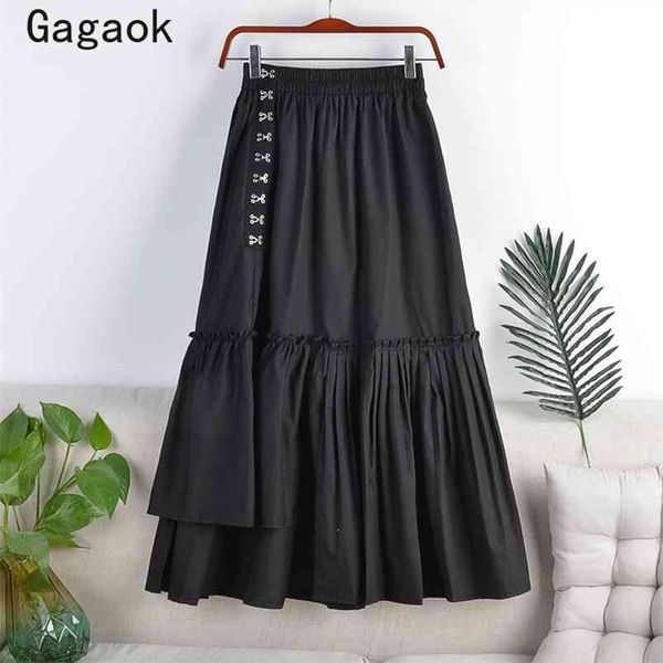 streetwear women skirt spring autumn solid empire button mid-calf pleated korean harajuku wild fashion skirts 210531, Black
streetwear women skirt spring autumn solid empire button mid-calf pleated korean harajuku wild fashion skirts 210531, Black